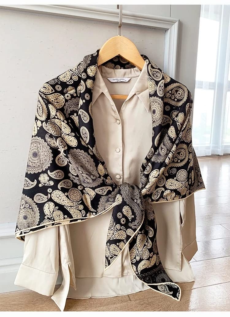 Kaschmir-Decke, Schal, Schal, Umhang, weiblich, groß, quadratisch, für den Winter, warm, Pashmina-Schals, Wraps, Foulard (Farbe: Schwarz, Größe: Einheitsgröße)