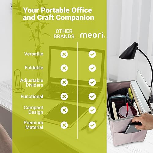 Miniatura 8 de meori Bolsa de mano de oficina, artículos esenciales para laptop, parte inferior resistente que se mantiene en posición vertical, 3 prácticos