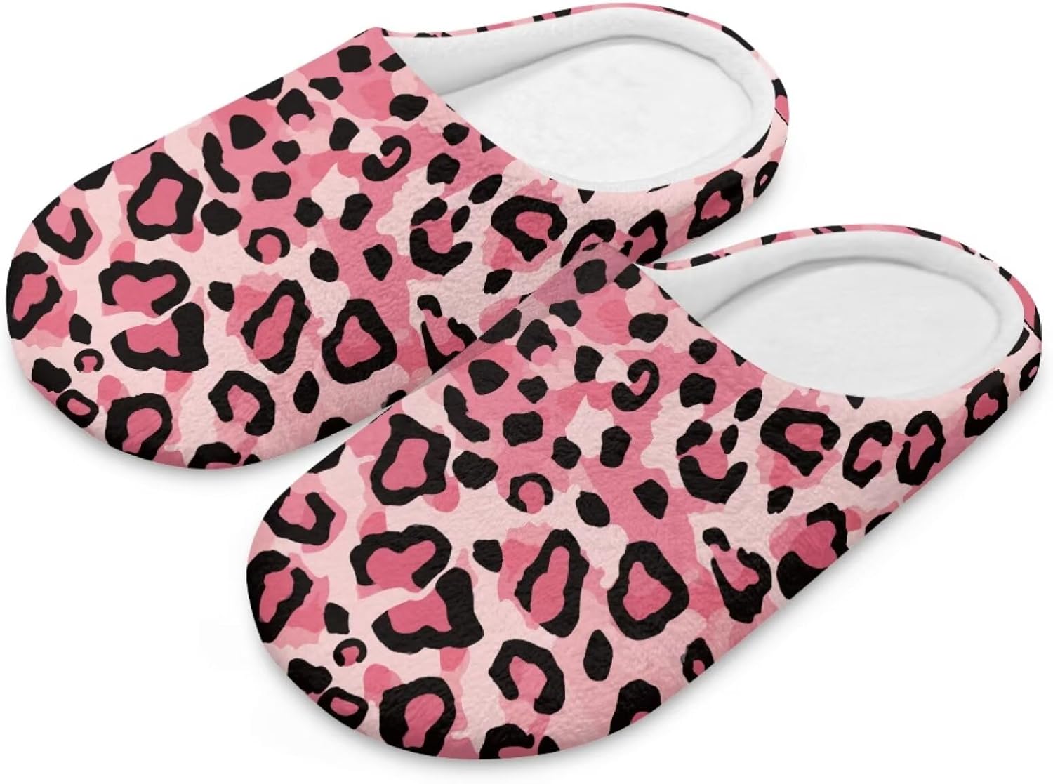 JoyLamoria 6-Pair Cute Leopard Print Spa Slippers Closed Toe Washable Slippers for Hotel,Guest,Travel,Bride,Women Size L