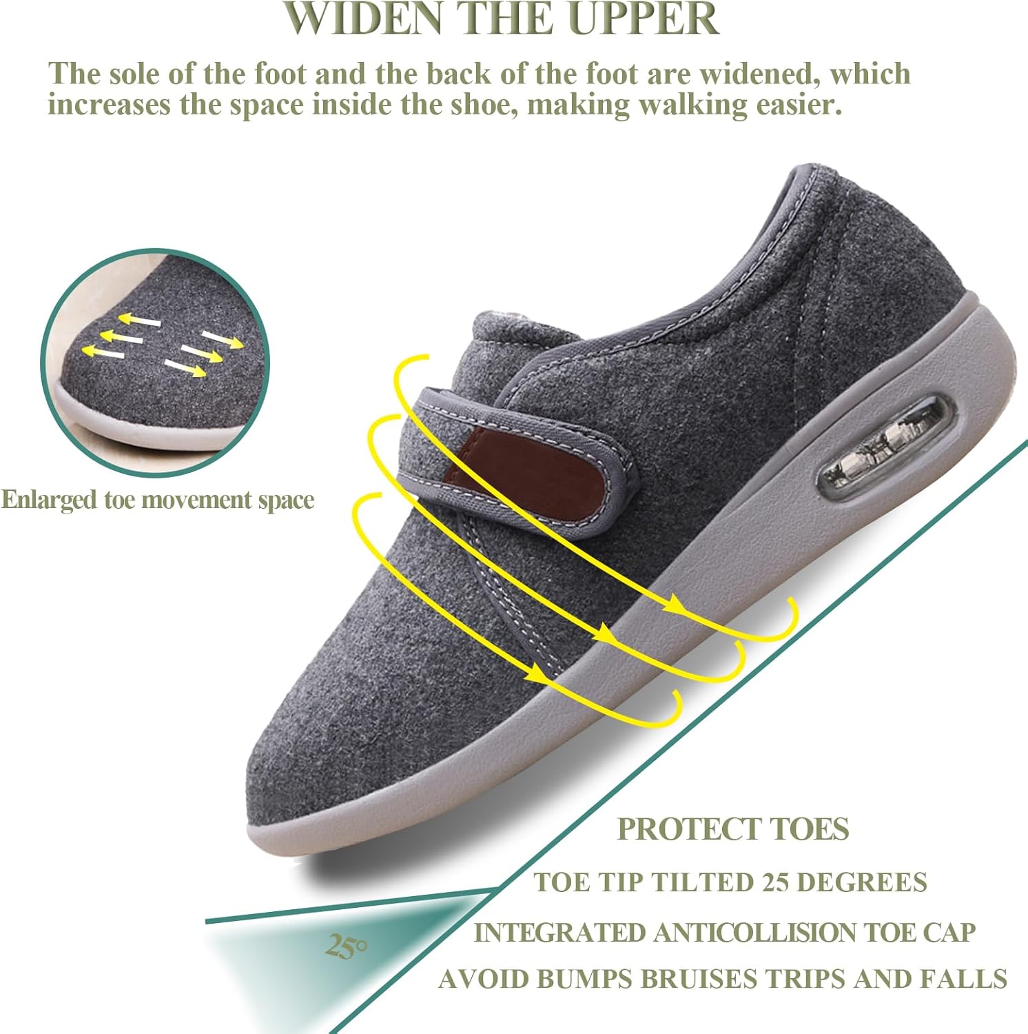 Diabetic Shoes for Mens Extra Wide Width Lightweight Adjustable Closure Walking Shoes, Warm Plush Orthopedic Womens Shoes for Edema Swollen Feet