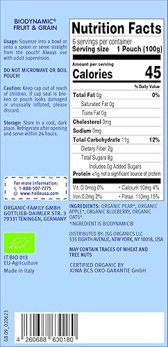 Miniatura 15 de Holle Bolsas orgánicas de comida para bebés, puré de plátano y llama para bebés con plátano, manzana, mango y albaricoque, (paquete de 6) bocadillos