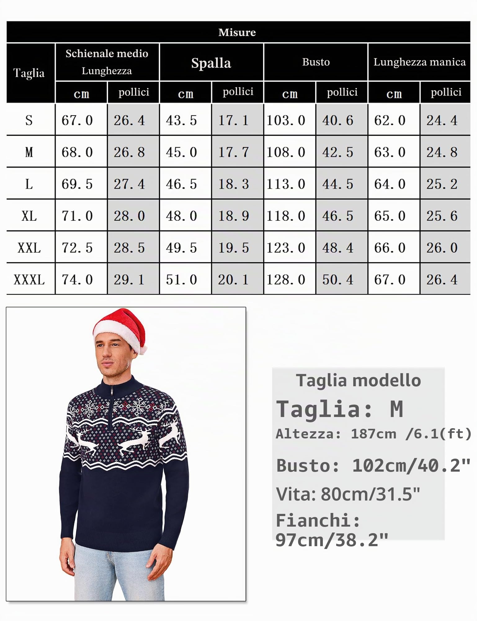 Maglione Natalizio Uomo in Maglia Calda, Pullover Invernale con Renna e Motivi Festivi, Girocollo o Collo Alto, Maglioncino Elegante per Natale e Feste S-3XL