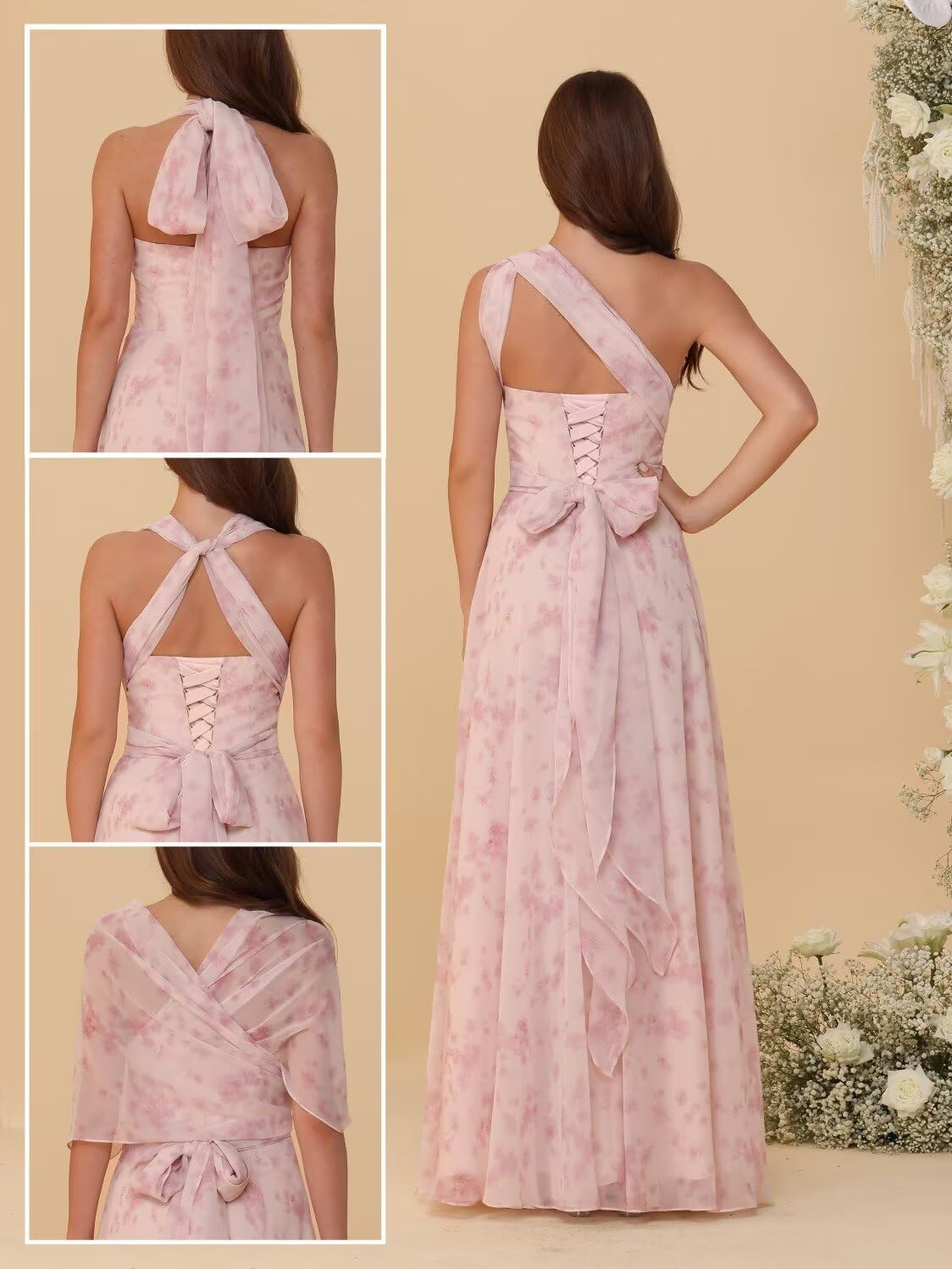 YMSHA Infinity Bridesmaid Dresses for Women Long Chiffon Convertible Formal Evening Dress CLN005