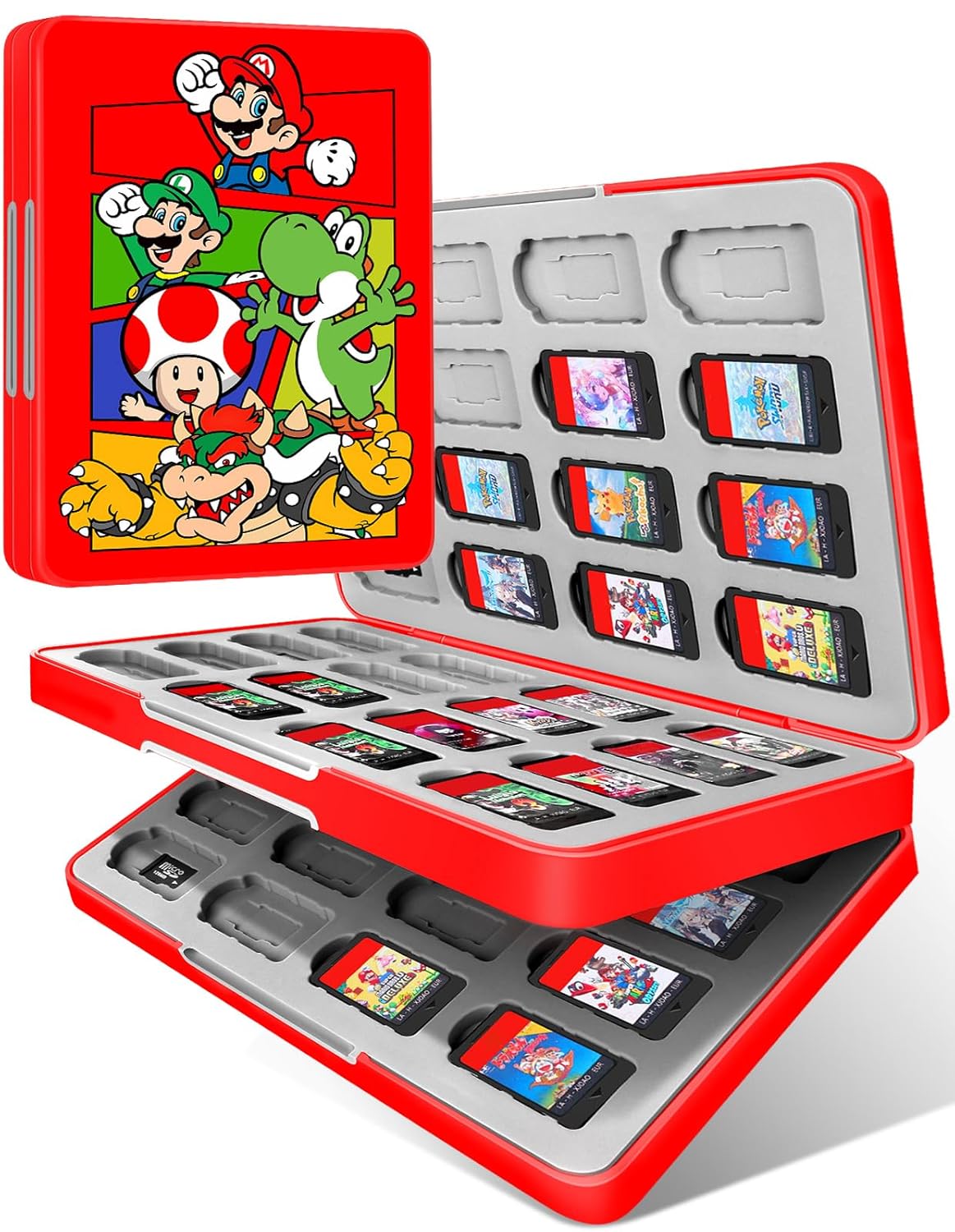 Xinocy for Nintendo Switch Game Case with 64 Game Holder Slots and 64 SD Micro Card Slots for Nintendo Switch/Lite/OLED,Cute Cartoon Games Cartridge Cases for Boys Kids Girls Kawaii Storage Box, MGame