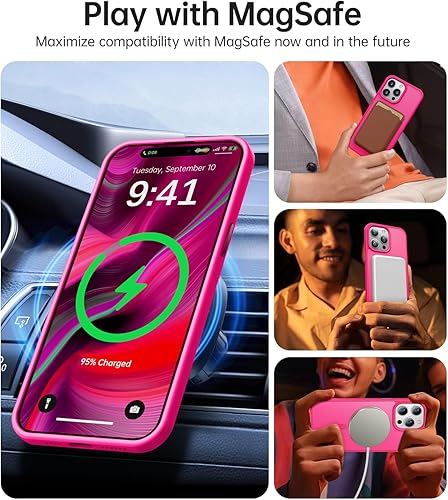 Miniatura 2 de Funda magnética para iPhone 14 Pro Max compatible con MagSafe probada en caídas de grado militar de 10 pies Funda delgada translúcida mate para