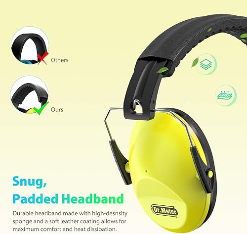 Vista 108 de Orejeras de seguridad con reducción de ruido de 31 dB con diadema ajustable para adultos y niños, protección auditiva, para autismo sensorial, negro