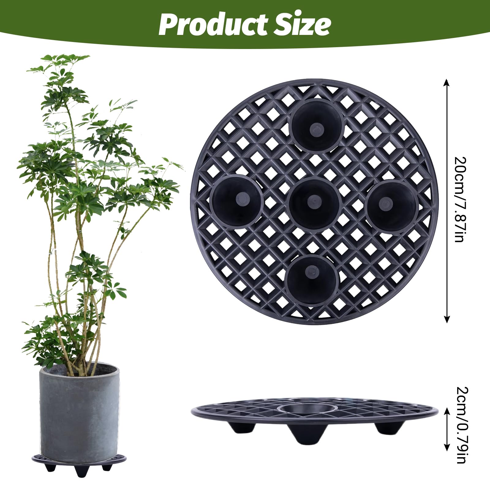 GAESHOW Lot de 6 Élévateurs Pot Fleurs Maille Pad, Pots de Fleurs en Maille, Grille pour bonsaï, Soucoupe en Plastique pour l'intérieur et l'extérieur, Grille de Drainage (20cm)
