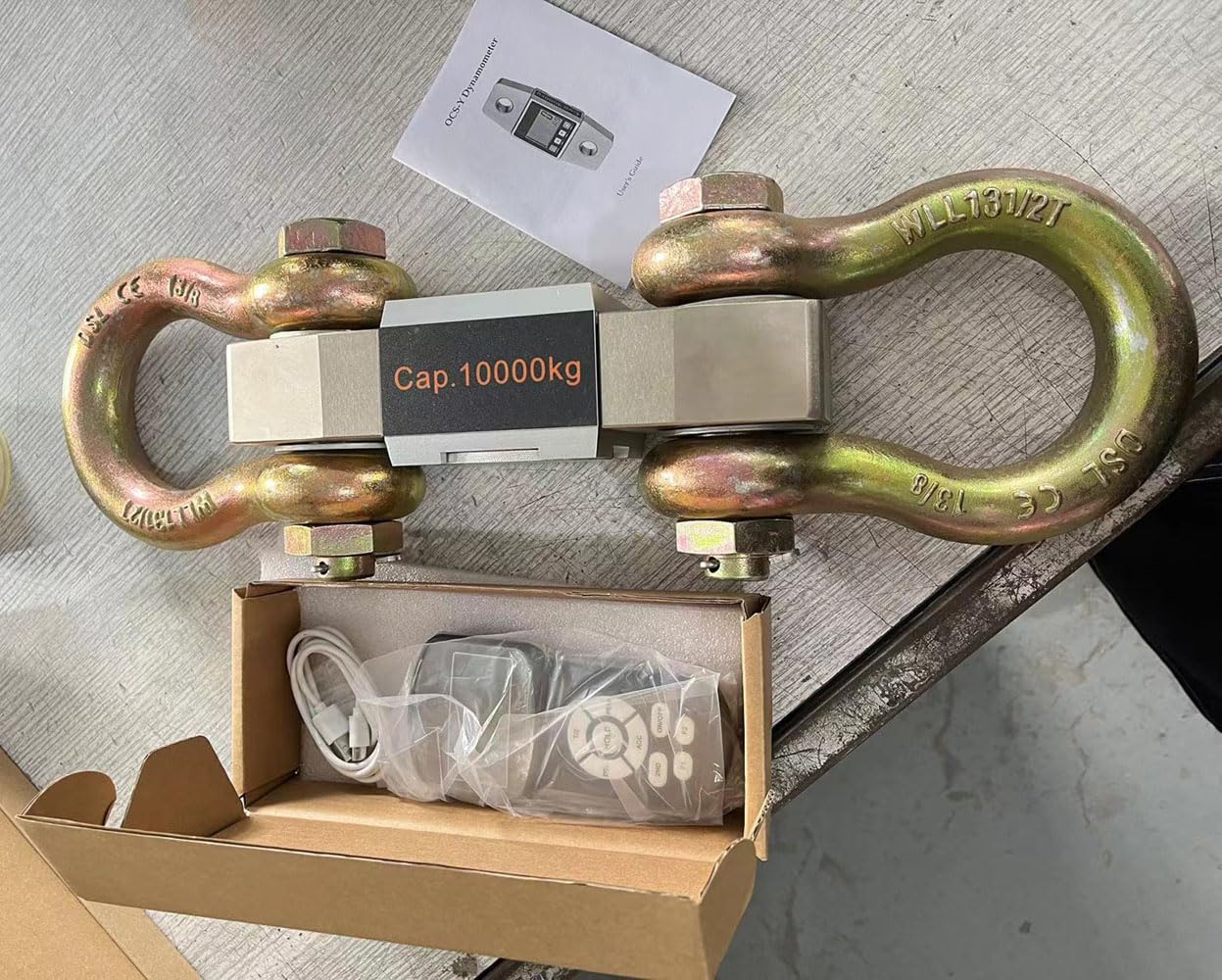 10Ton/10000kg Crane Scale Wireless Dynamometer for Pull Test/Stress 22000lb Industrial Hanging Scale with Remote Indicator with Shackles, Silver