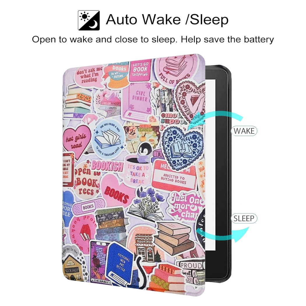 Funda para Kindle de 6 Pulgadas (11ª generación, versión 2022), Funda de Piel sintética Ligera Encendido y Apagado automático, Amantes de los Libros