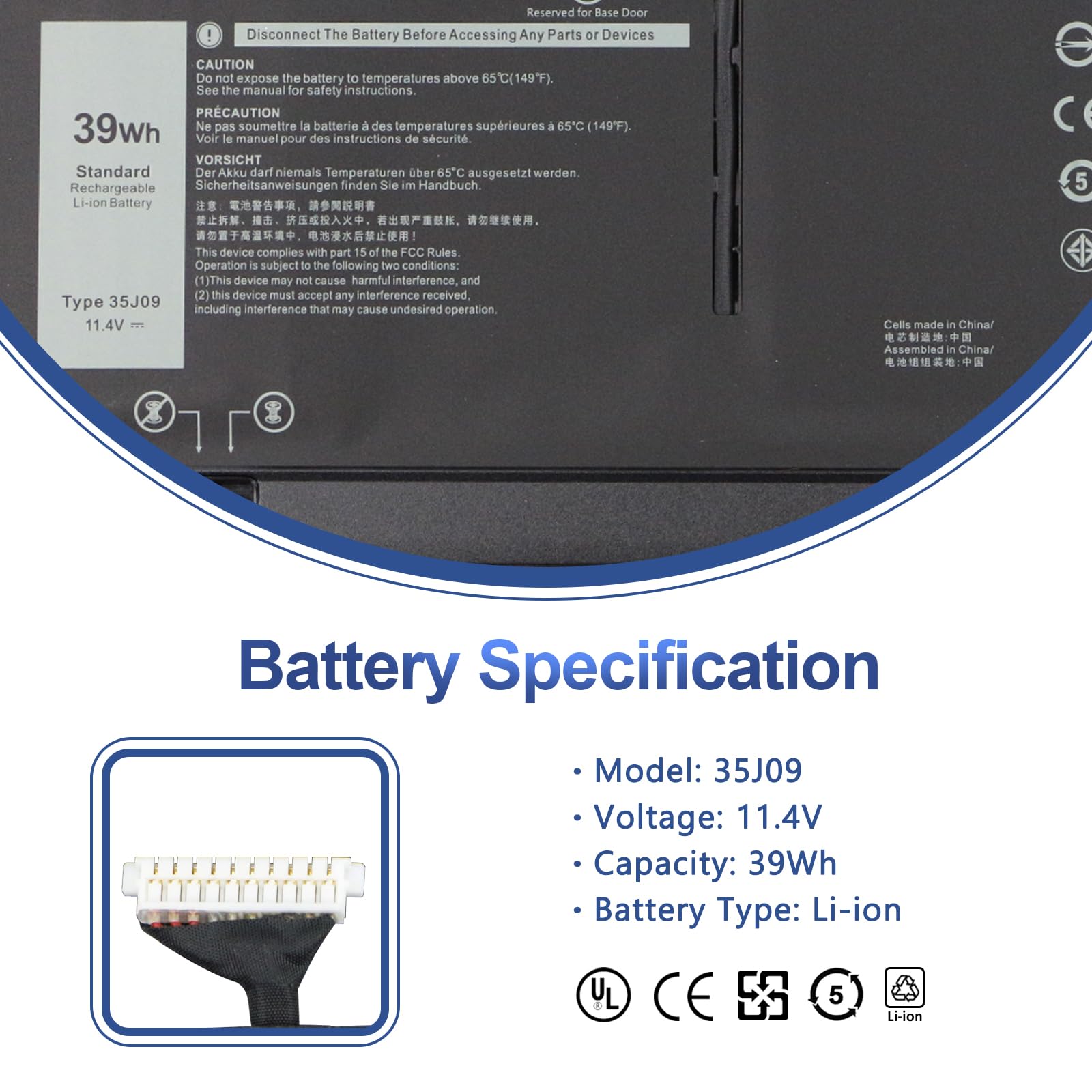 6WVHD 451-BDDY FNW8F 0VDDJY VDDJY 0JM6CX JM6CX Laptop Battery Compatible with Dell Latitude 7230 Rugged Extreme Tablet T06H T06H001 Series(7.6V 35.6Wh 6WVHD 451-BDDY FNW8F 0VDDJY VDDJY 0JM6CX JM6CX Laptop Battery Compatible with Dell Latitude 7230 Rugged Extreme Tablet T06H T06H001 Series(7.6V 35.6Wh