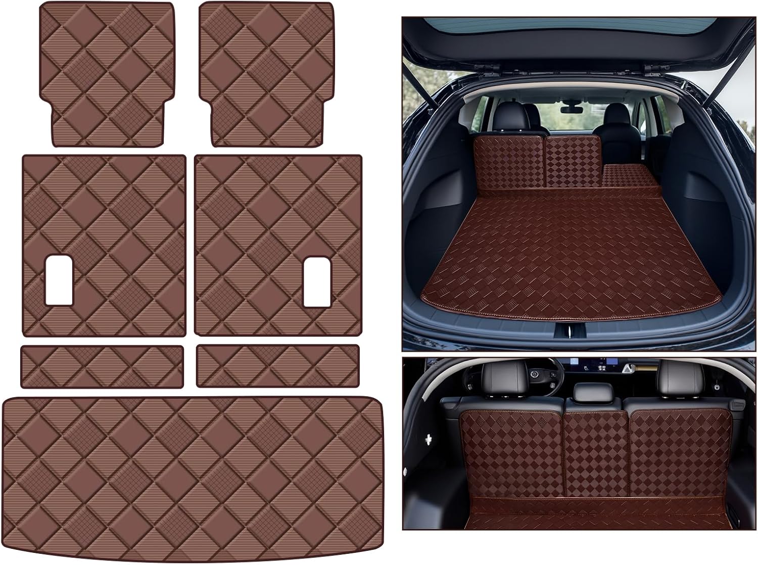 Cargo Mat Compatible with Acura MDX 2022-2024, 2025 Trunk Mat + 2ND&3RD Row Rear Backrest Mat Accessories，All Weather Premium Leather Car Trunk Liner Cover Protector