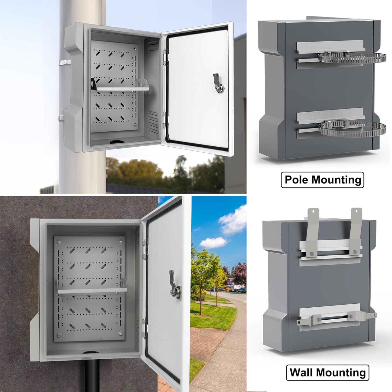 Outdoor Waterproof Electrical Junction Box Large Weatherproof IP65 Steel Enclosure with Vented Holes Switch Router Project Box with Knob-Lock Mounting Panel (15.7"x13.8"x5.9")