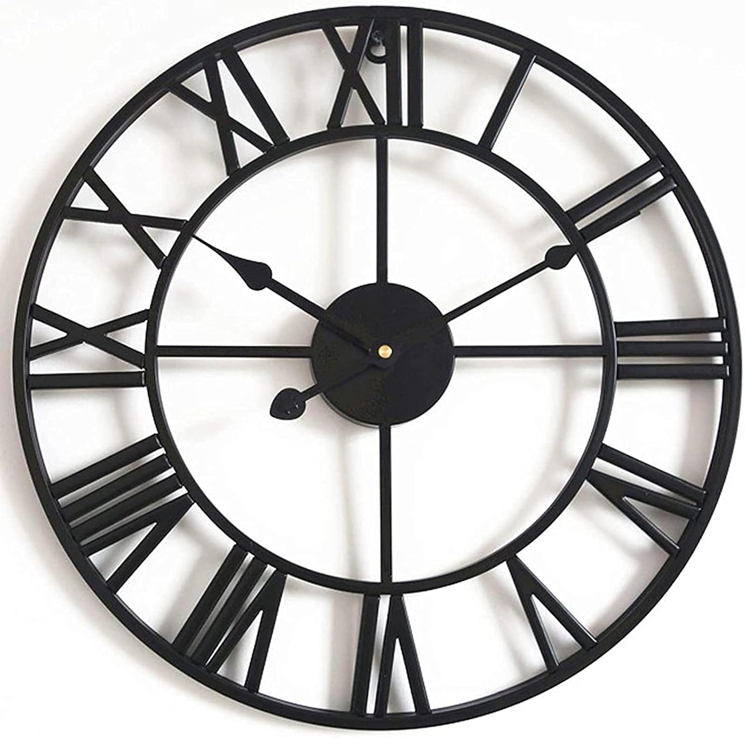 Garden Clock Weatherproof Outdoor Large Retro Roman Numbers Outdoor Clock Garden Open Face Wrought Iron Outdoor Garden Clocks Indoor Outdoor Decoration Wall Clock Mute Quartz Wall