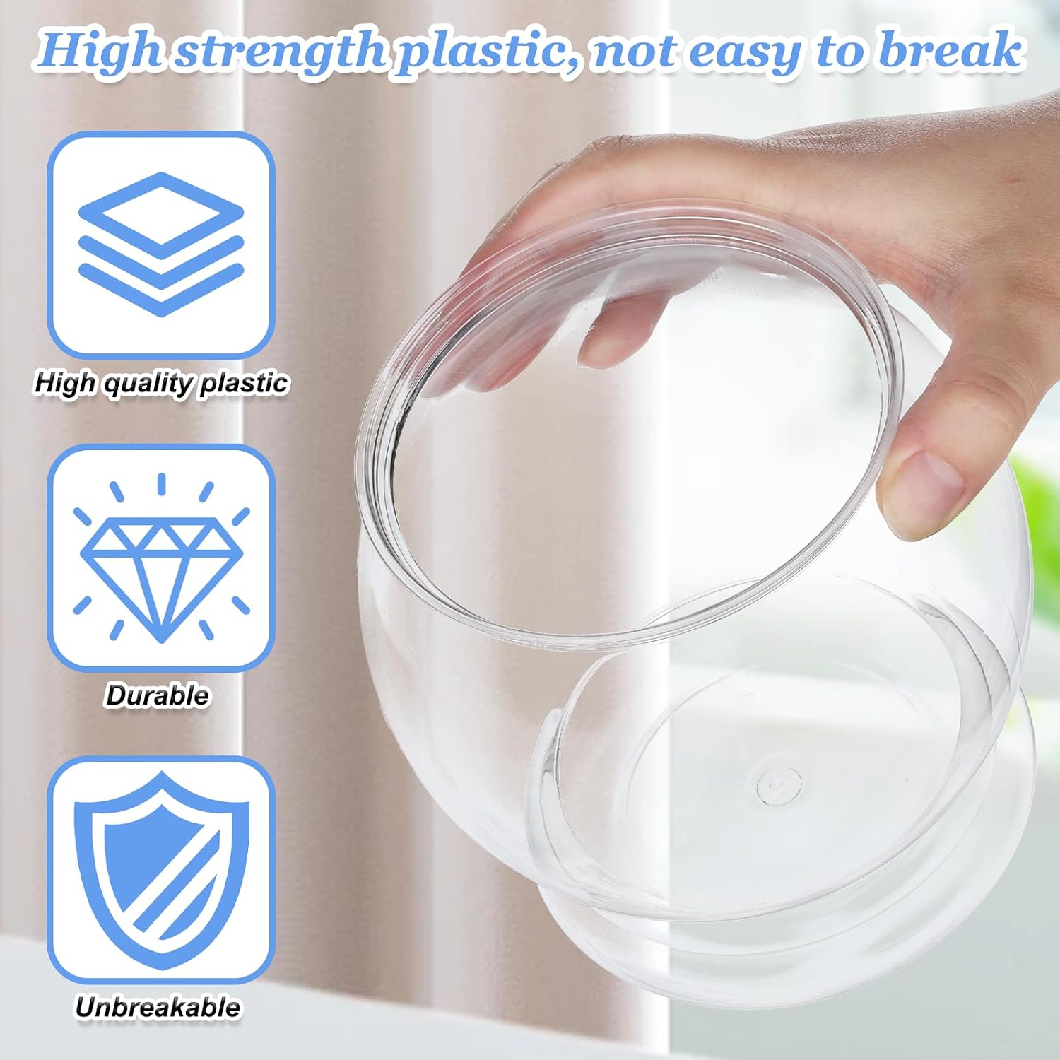 Plastic Fish Bowl 38 oz Decorative Small Mini Fishbowl Round Plastic Aquarium Fish Bowls Unbreakable Heavy Duty Bowl for Centerpiece Vases, Party Decorations, Pack of 1