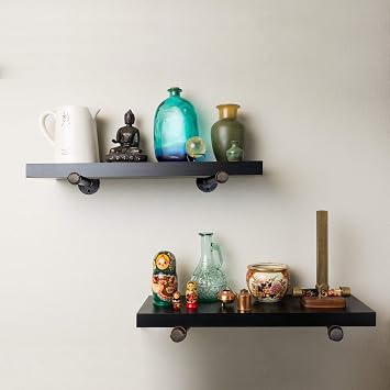 1/2 Industrial Black Iron Pipe Shelf Brackets, Rustic Wall Mounted DIY Shelving Bracket Hanging Custom Pipe Brackets for Floating Shelves (8 Inch, Piece, 6.0)
