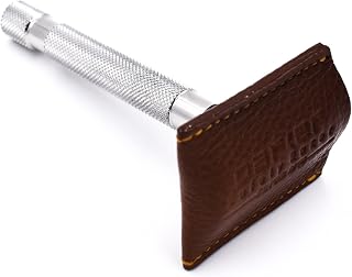 Parker's Genuine Leather Double Edge Safety Razor Protective Sheath/Travel Cover - Fits all standard safety razors - Color: Saddle Brown