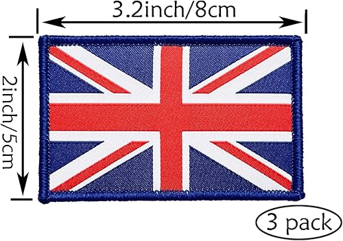 Miniatura 4 de 3 parches de bandera de Gran Bretaña de 2 x 3 pulgadas, lazo de gancho bordado táctico para brazaletes de bandera de país para mochila, sombrero,