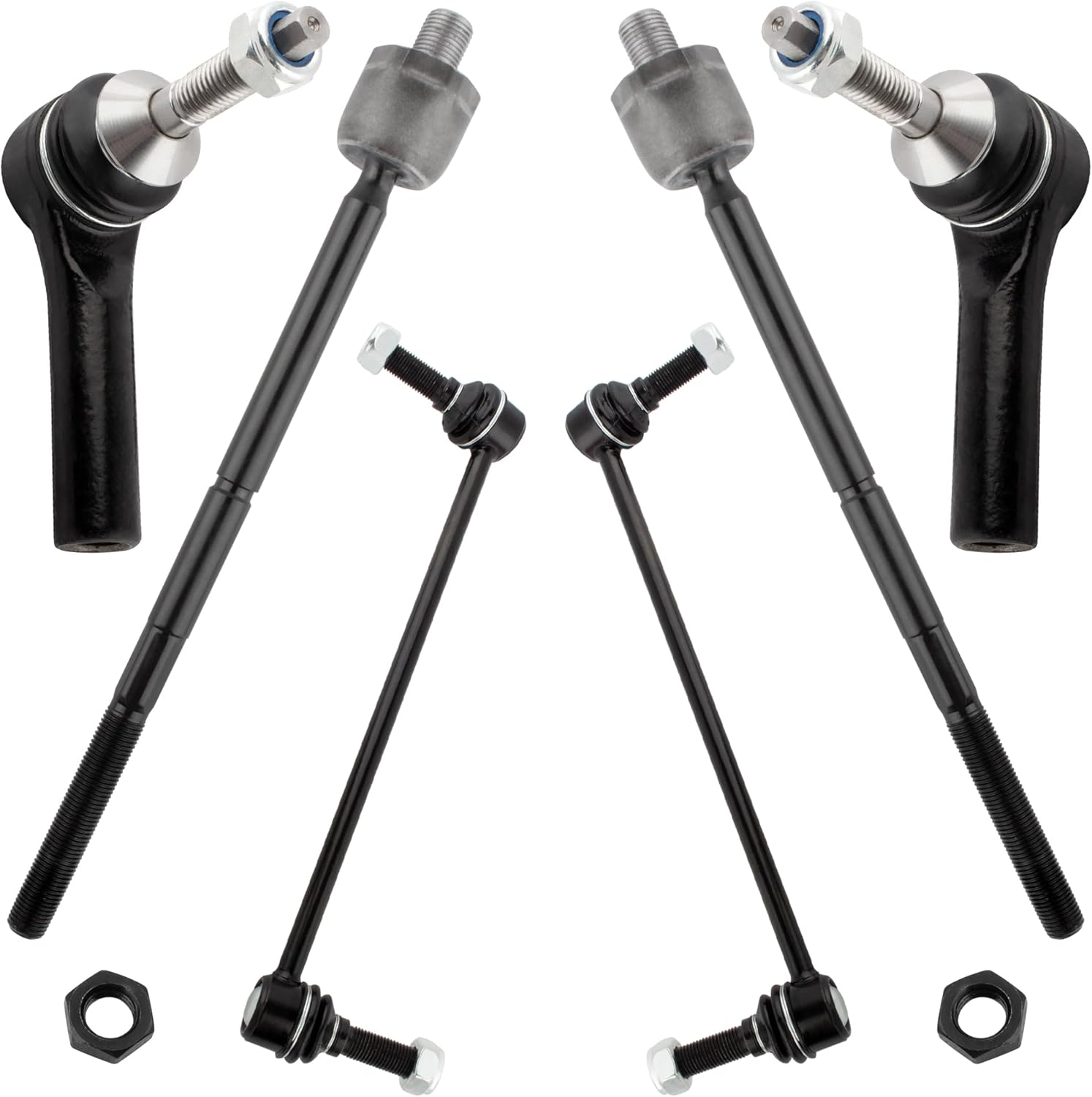 6Pcs Front Inner & Outer Tie Rod End + Stabilizer/Sway Bar Link Fit For Ford Flex & For Ford Taurus & For Lincoln MKS & For Lincoln MKT 2010-2012 Replace# ‎K750388 K750389 ES800222 EV800221
