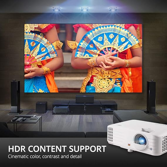 Viewsonic PX701-4K UHD Home Theater DLP Teleporter (4K, 3,200 ANSI Lumen, 2x HDMI, 10 Watt Speaker, 1.1x Optical Zoom, HDR) White