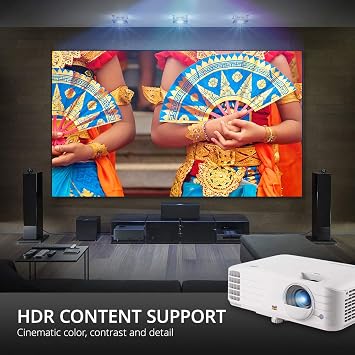 Viewsonic PX701-4K UHD Home Theater DLP Teleporter (4K, 3,200 ANSI Lumen, 2x HDMI, 10 Watt Speaker, 1.1x Optical Zoom, HDR) White