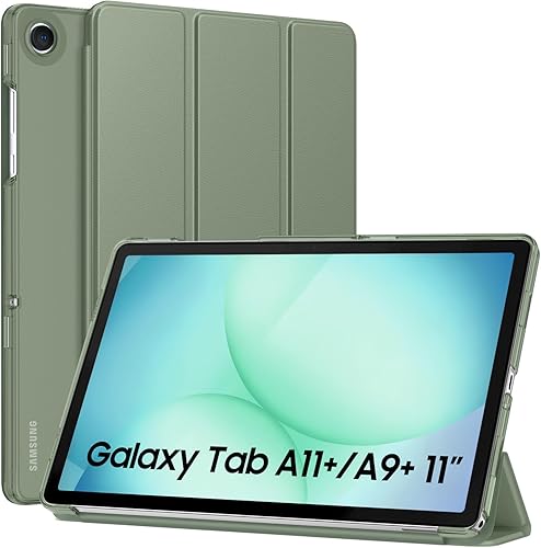 Vista 25 de MoKo Funda para Galaxy Tab A9+/A9 Plus de 11 pulgadas 2023, Funda Protectora Inteligente Delgada con Soporte y Carcasa Trasera Translúcida de PC