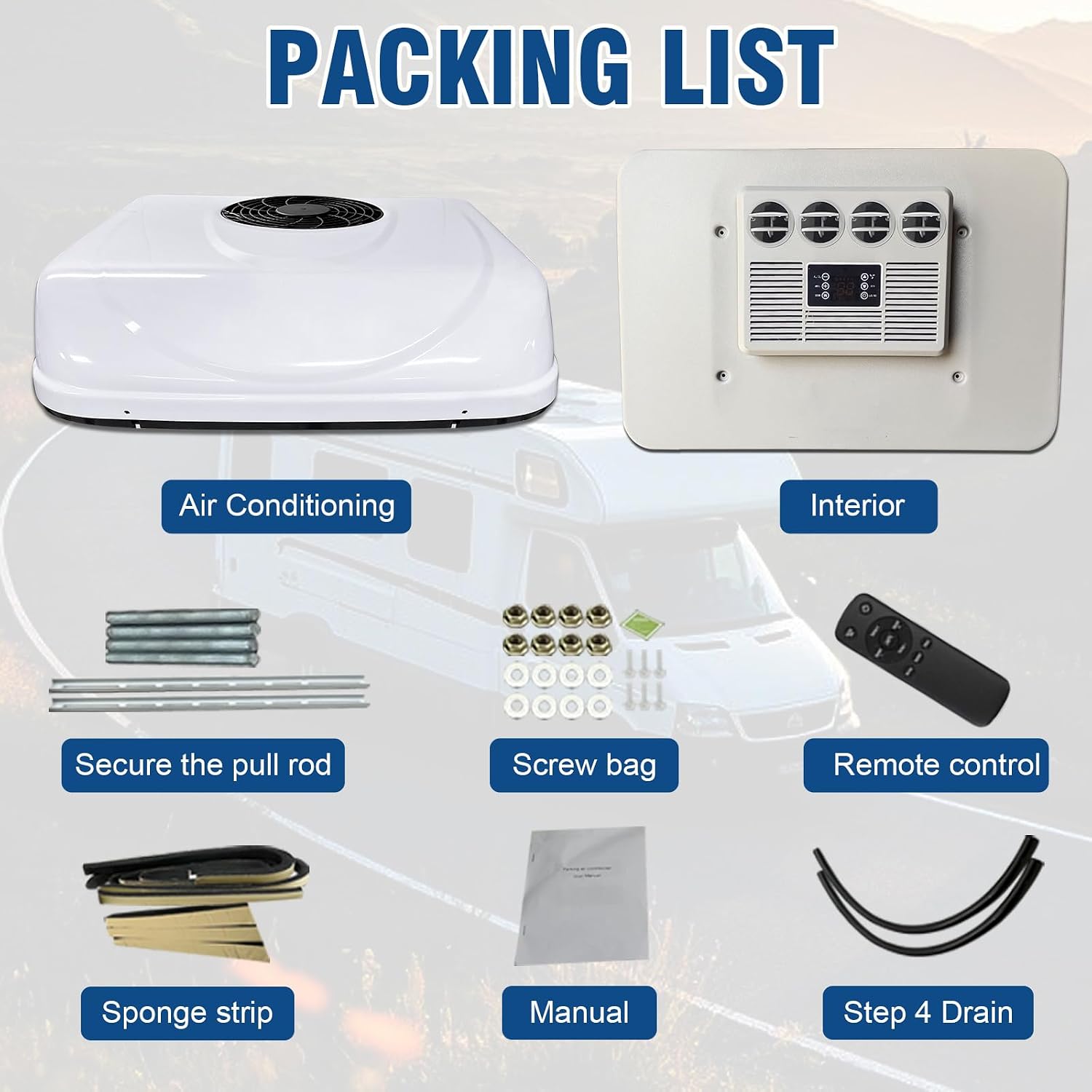 Packing list for Treeligo 12V RV Air Conditioner
