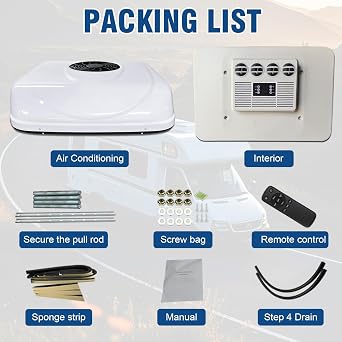 Treeligo 12V RV Air Conditioner, 12000 BTU 12 Volt Rooftop Camper Air Conditioner, DC AC for Van, RV, Yacht, Golf Carts, Road Machine, Caravan, Buses