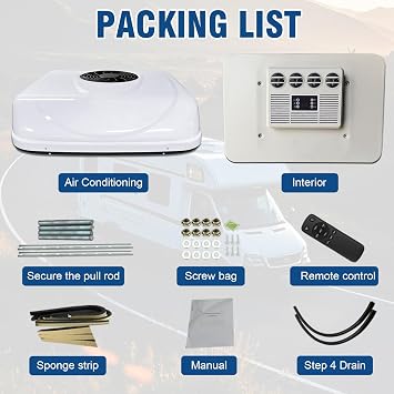 RV Rooftop Air Conditioner 24 Volt, Campervan 9000BTU 24V Air Conditioner, Rapid Cooling AC Unit 2 in 1 for Van, RV, Yacht, Golf Carts, Road Machine, Caravan, Buses
