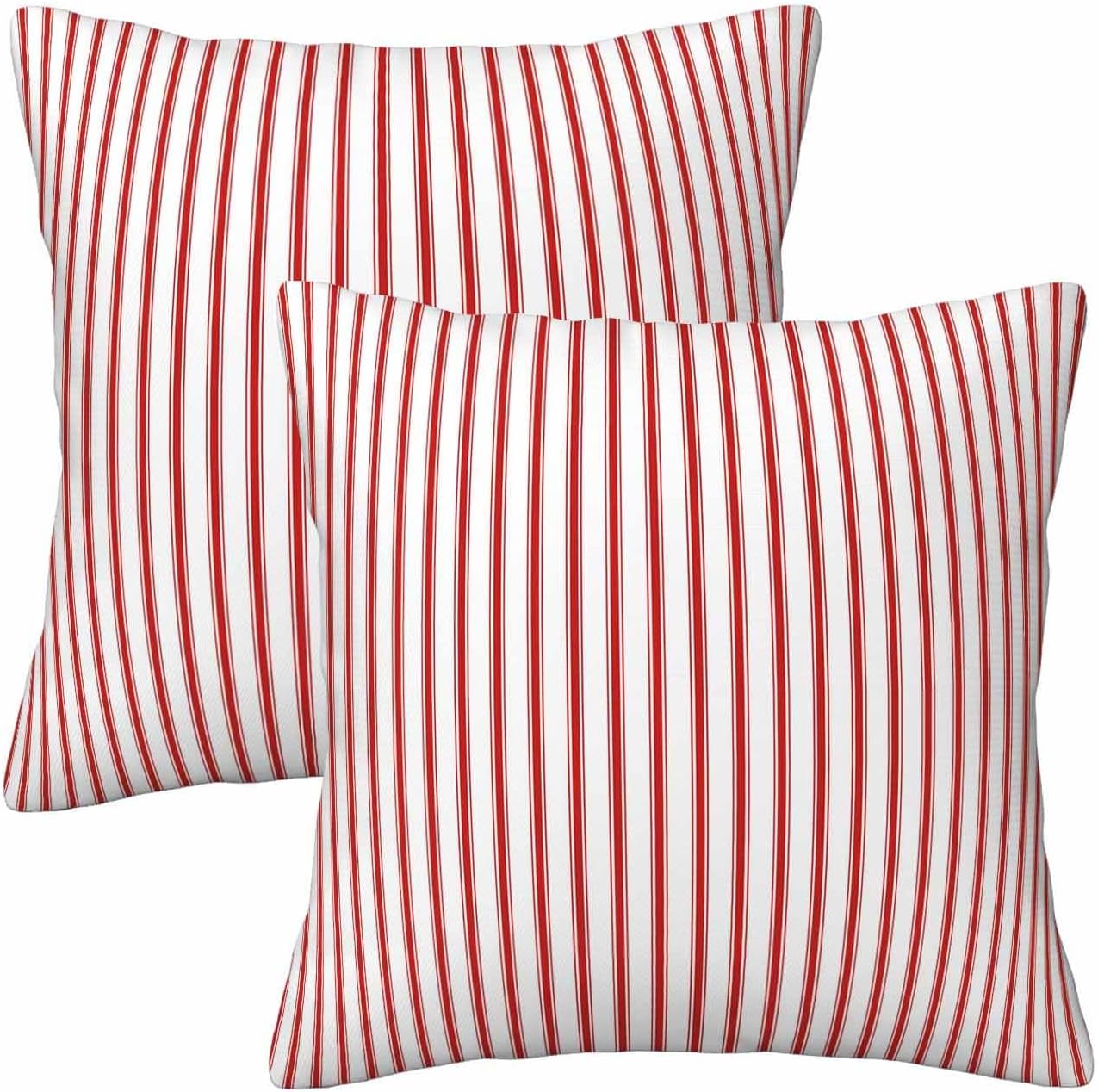 Red Vertical Stripe Pillow Cover 18 x 18 Set of 2 Streaks White Line Simple Repeat Pillow Cases Standard Size Protectors with Zipper Square Decorative for Home Couch Sofa Bed Living Room