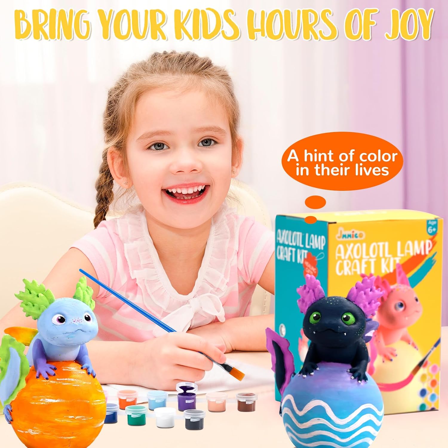 Paint Your Own Axolotl Lamp Kit, Axolotl Crafts Night Light, Arts and Crafts for Kids Ages 4-8, Kids Crafts Ages 6-8 8-12, Birthday Gifts for Girls Boys 6 7 8 9 10 11 12 Years Old 【Upgraded Paints】