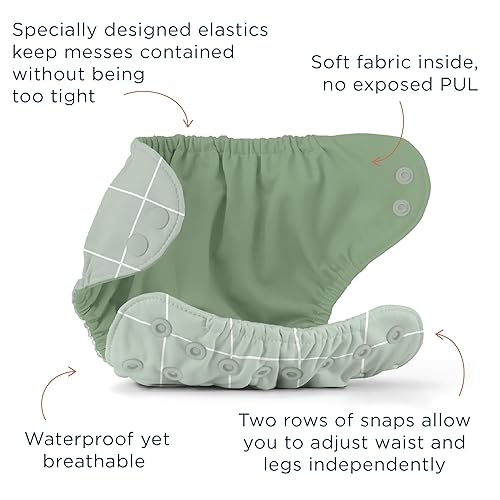 Miniatura 4 de Esembly Juego de pañales de tela, 3 interiores orgánicos absorbentes y 1 funda de pañales reciclada impermeable, pañales lavables reutilizables con