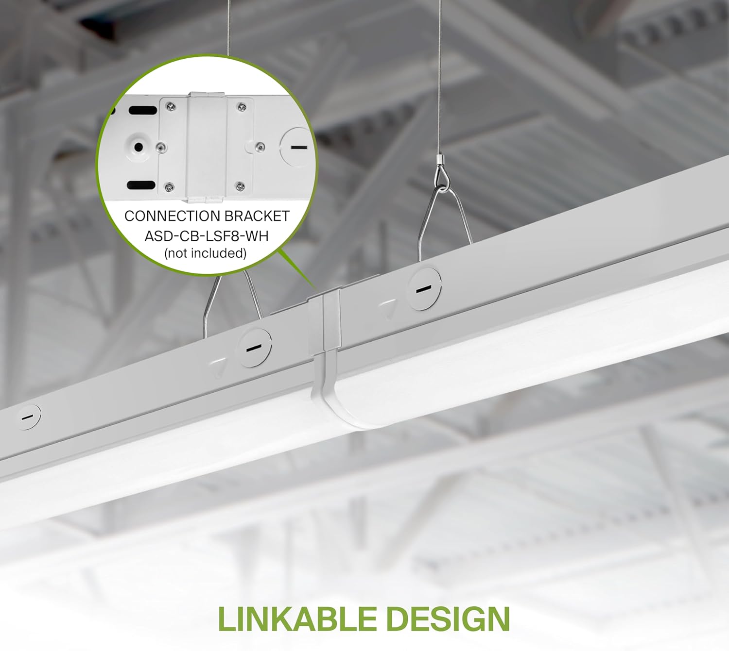 ASD 2ft LED Linear Strip Light Fixture - 15W-25W 3249LM Linkable LED Shop Light - 3000K-5000K Adjustable Dimmable Office & Workshop Commercial Ceiling Fixture - UL DLC