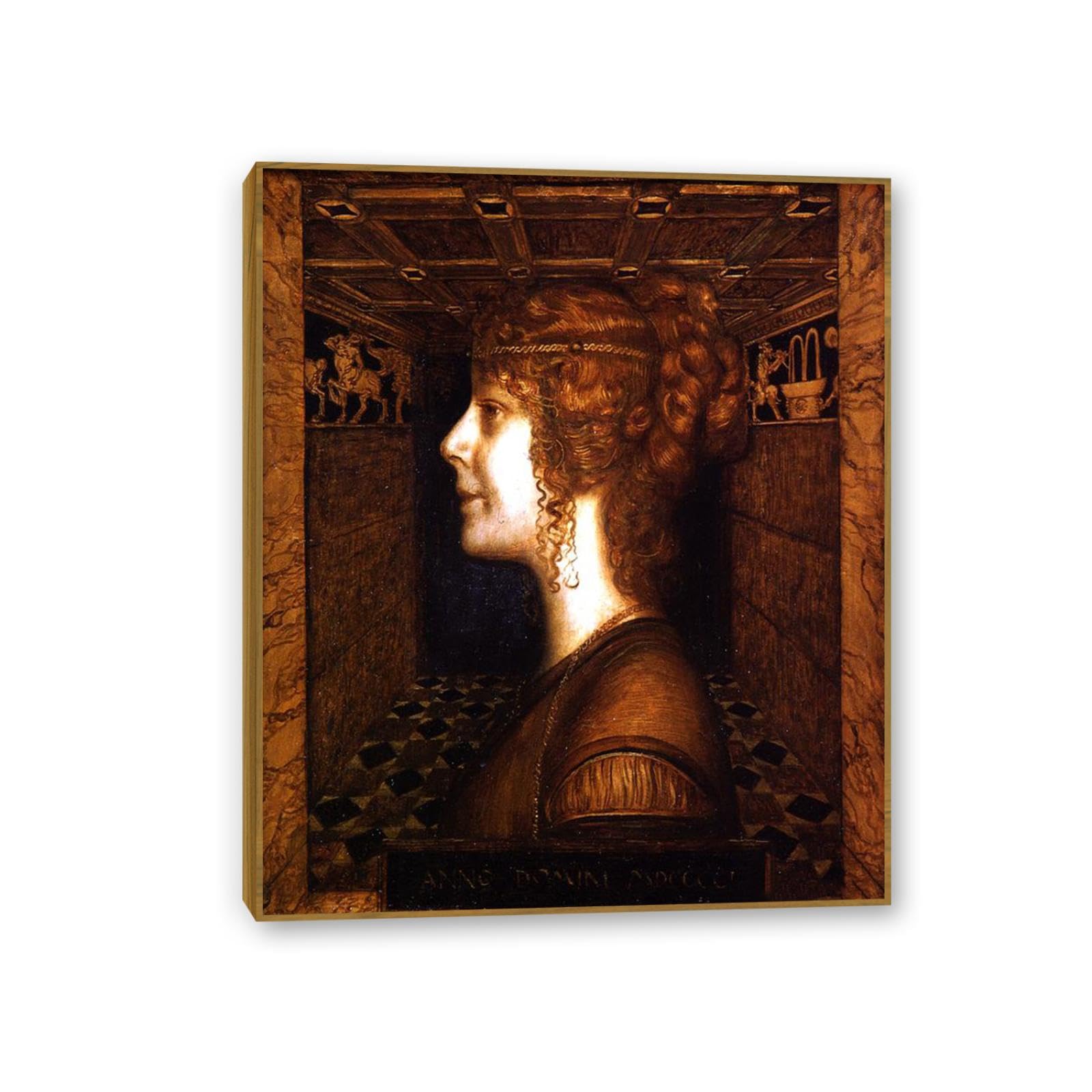 Hau3sh3a Franz von Stuck Wall Art Print Florentine Lady Symbolism Canvas Poster Famous Artwork Wall Decor for Living Room Bathroom Office 90x70cm(36x28in) Teak frame