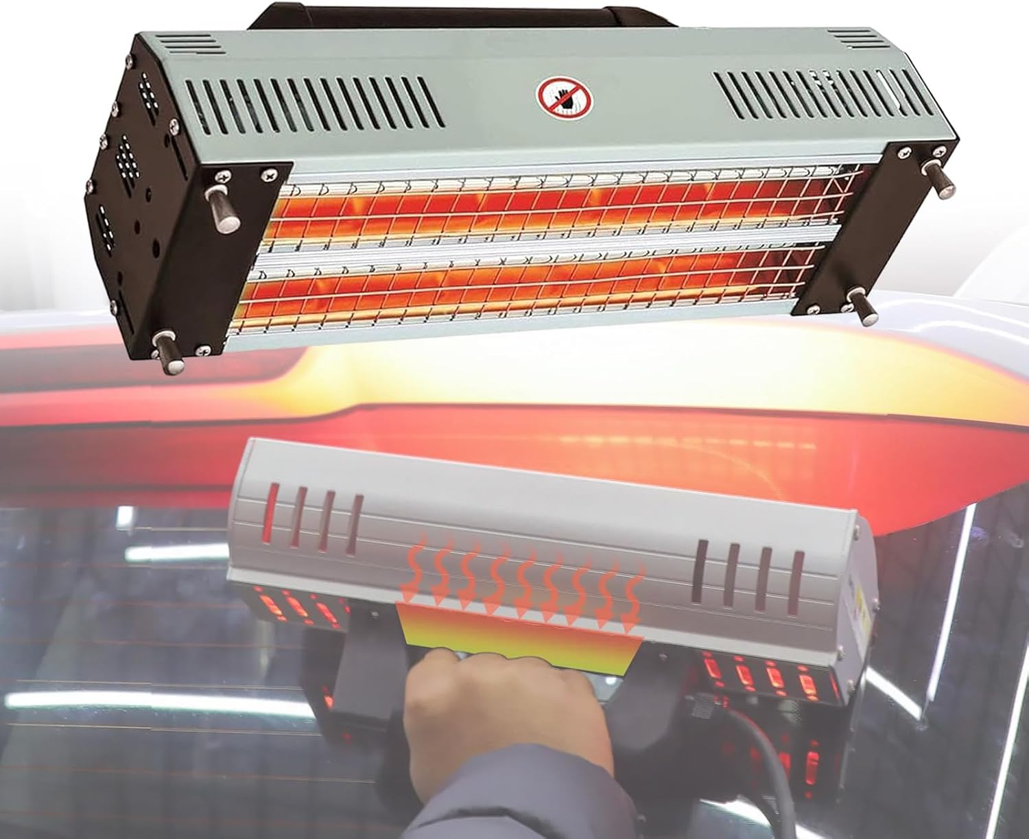 Handheld Infrared Curing Light 1000W 2000W - Portable Short Wave Paint Baking Lamp with 0.6x0.38 m² Curing Area for Car Body Repair - 220V