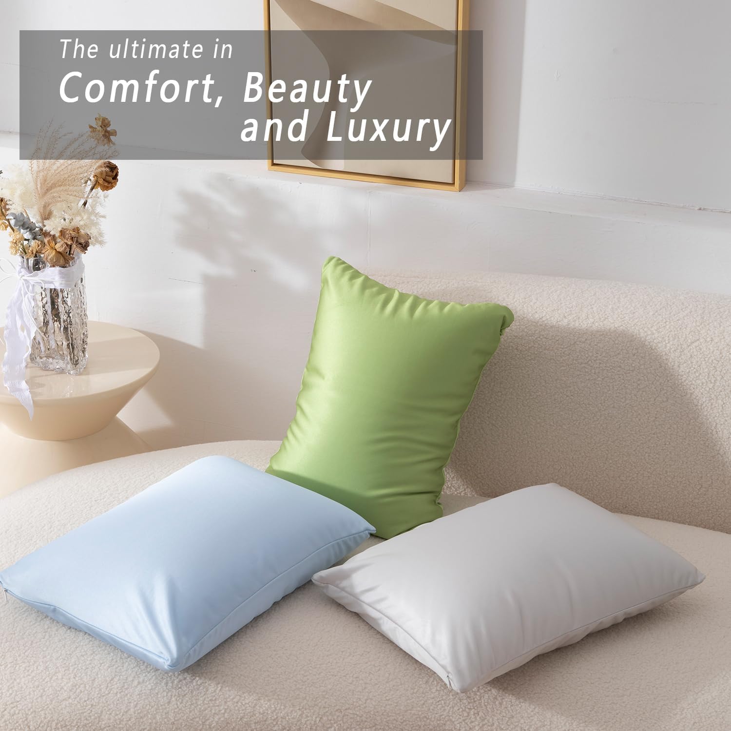 Microbead Throw Pillow Bedding Neck Pillows with Removable Cover, 16" x 12" Bed and Couch Decorative Pillow for Home Sofa Bedroom Fun Colors Support. Silky, Comfortable (Ivory) - Image 4