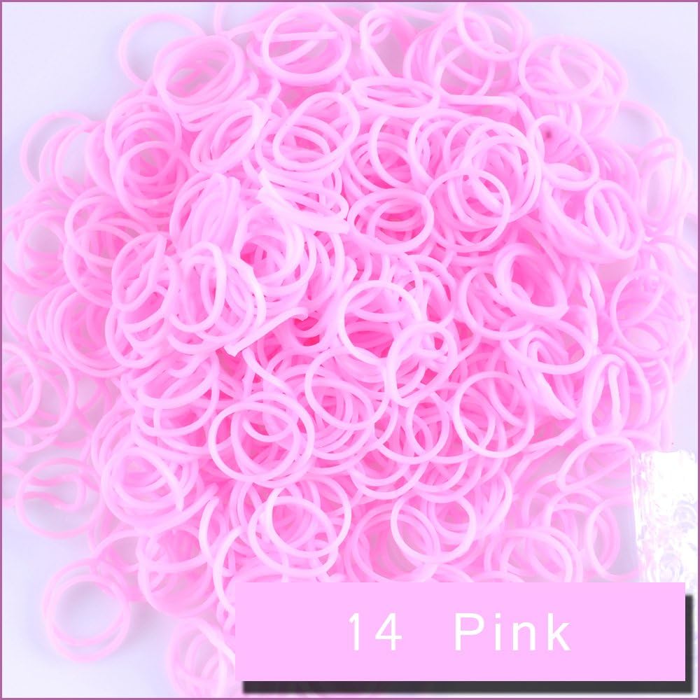 KirinStores (R 600 PCS 24 Clips Bands Refills for Loom Bracelet Dress Making (14 Pink)