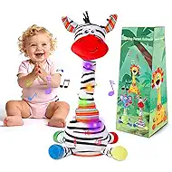 LUKETURE Dancing Talking Zebra Plush, Interactive Stuffed Animal Toy, Musical Plush with Record & Repeat, Sings 10 Songs, LED Lights
