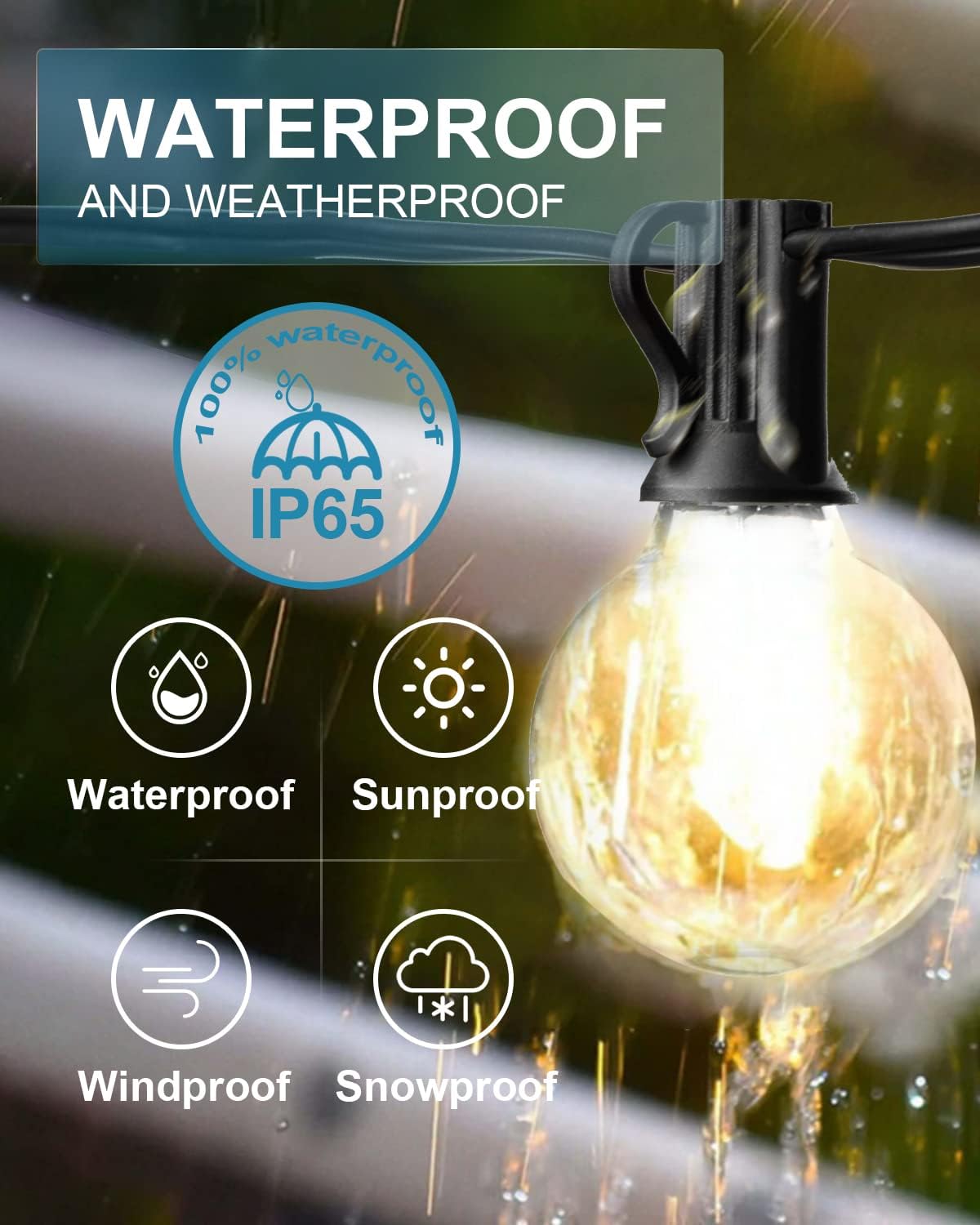 Lightdot 150FT Outdoor String Lights, LED Bistro String Lights with Shatterproof G40 Vintage Bulbs, 2200K Dimmable + 4Pack 200W LED Wall Pack Lights, 100-277v Dusk to Dawn Photocell