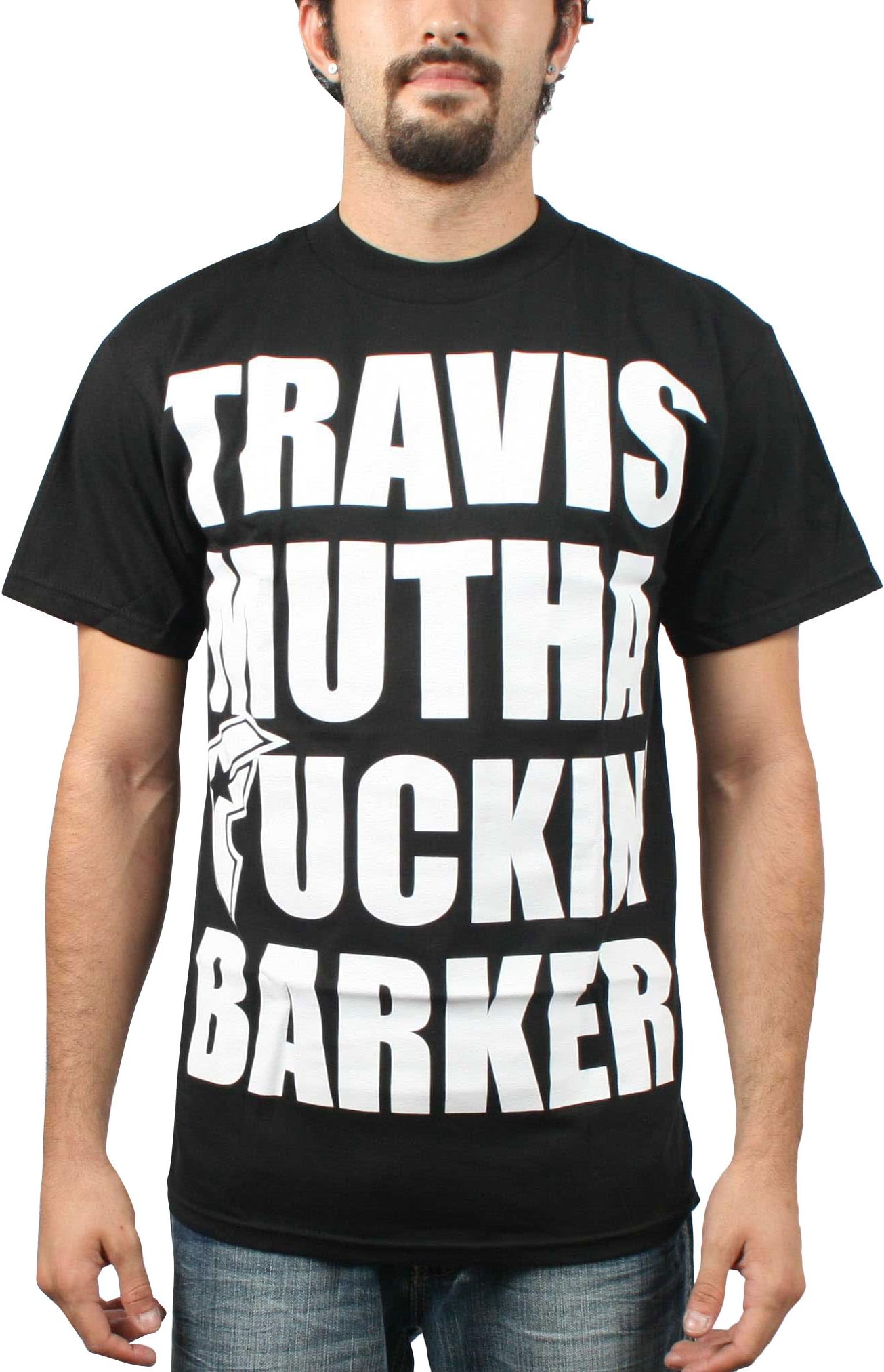 Travis Barker Mens Travis F-in Barker T-Shirt in Black, Size: Large, Color Black