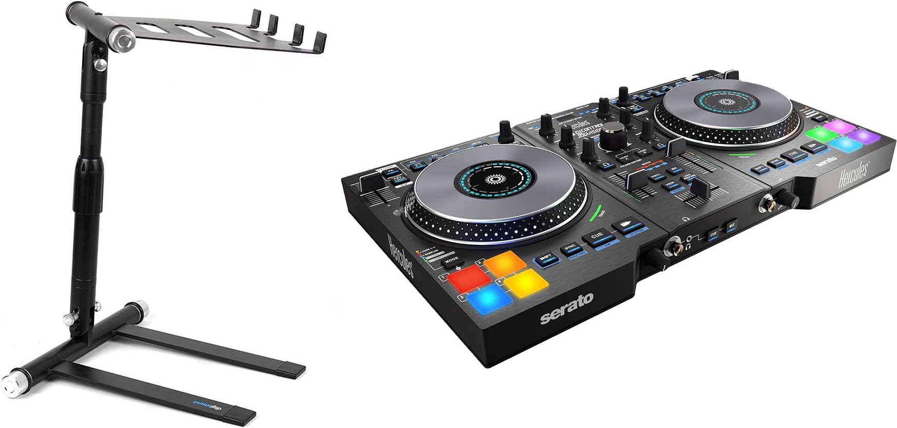 Hercules Jogvision USB Dj Controller with Digistand LPT01 Laptop Stand