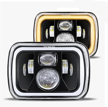 JHLion ترقية جديدة 1000% 5x7 LED المصابيح الأمامية أضواء LED ث/DRL العنبر بدوره إشارة مرحبا/منخفضة مختومة شعاع متوافق مع جيب شيروكي XJ رانجلر YJ GMC كومانش MJ