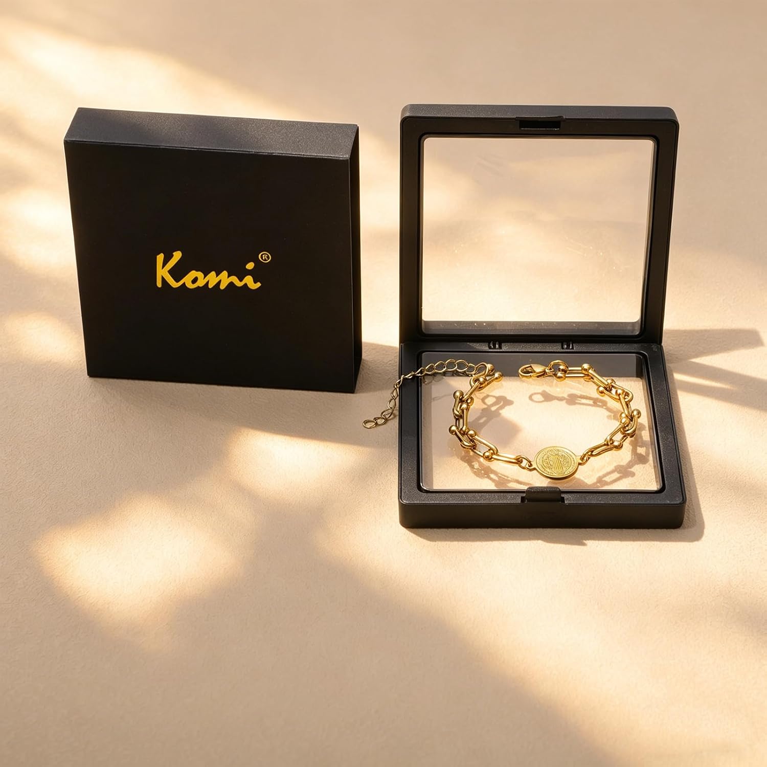 KOMI Catholic Icons St Benedict Virgin Mary Bracelets for Women 18K Gold Plated Stainless Steel Catholic Bracelets Christian Faith Gifts Religious Jewelry