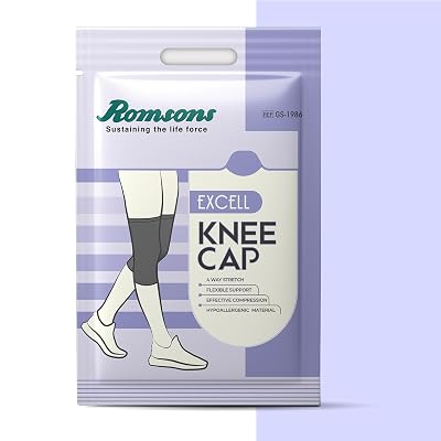 Romsons Excell Knee Cap – 4-Way Stretch Compression Support Sleeve for Knee Pain Relief, Sports Injuries, Arthritis & Po