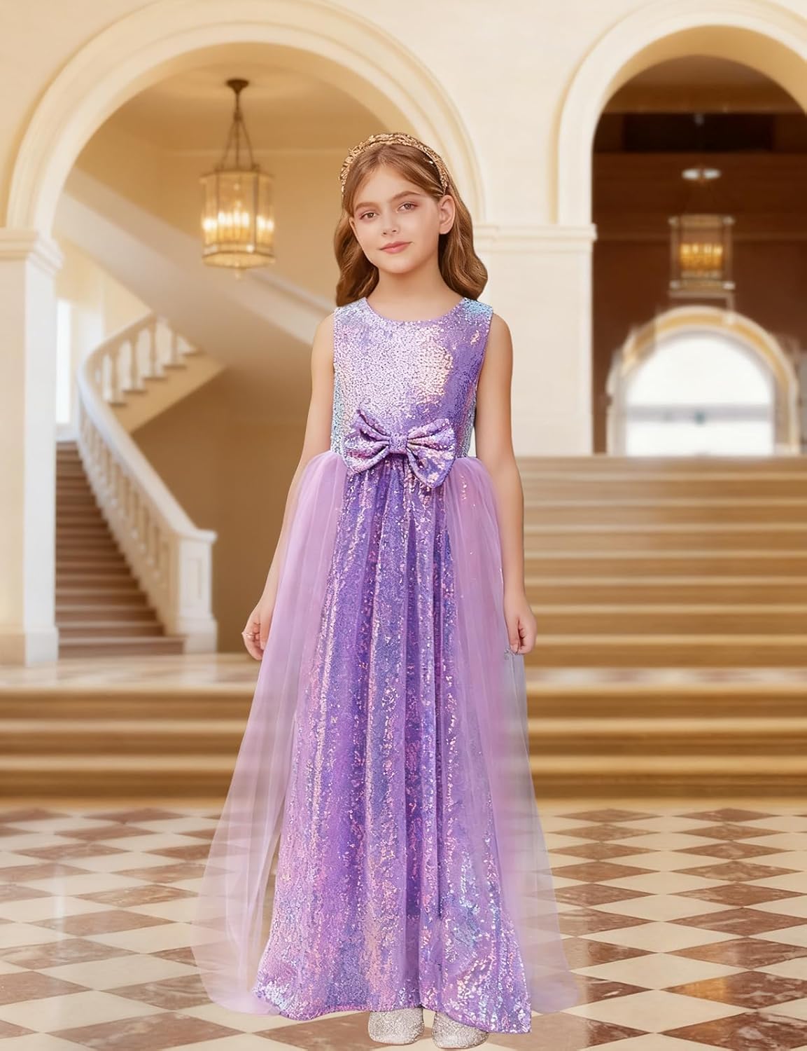 Girls Sequin Dress Sleeveless Princess Birthday Dress Graduation Wedding Party Formal Pageant Dresses for Girls 3-7Y - Image 5