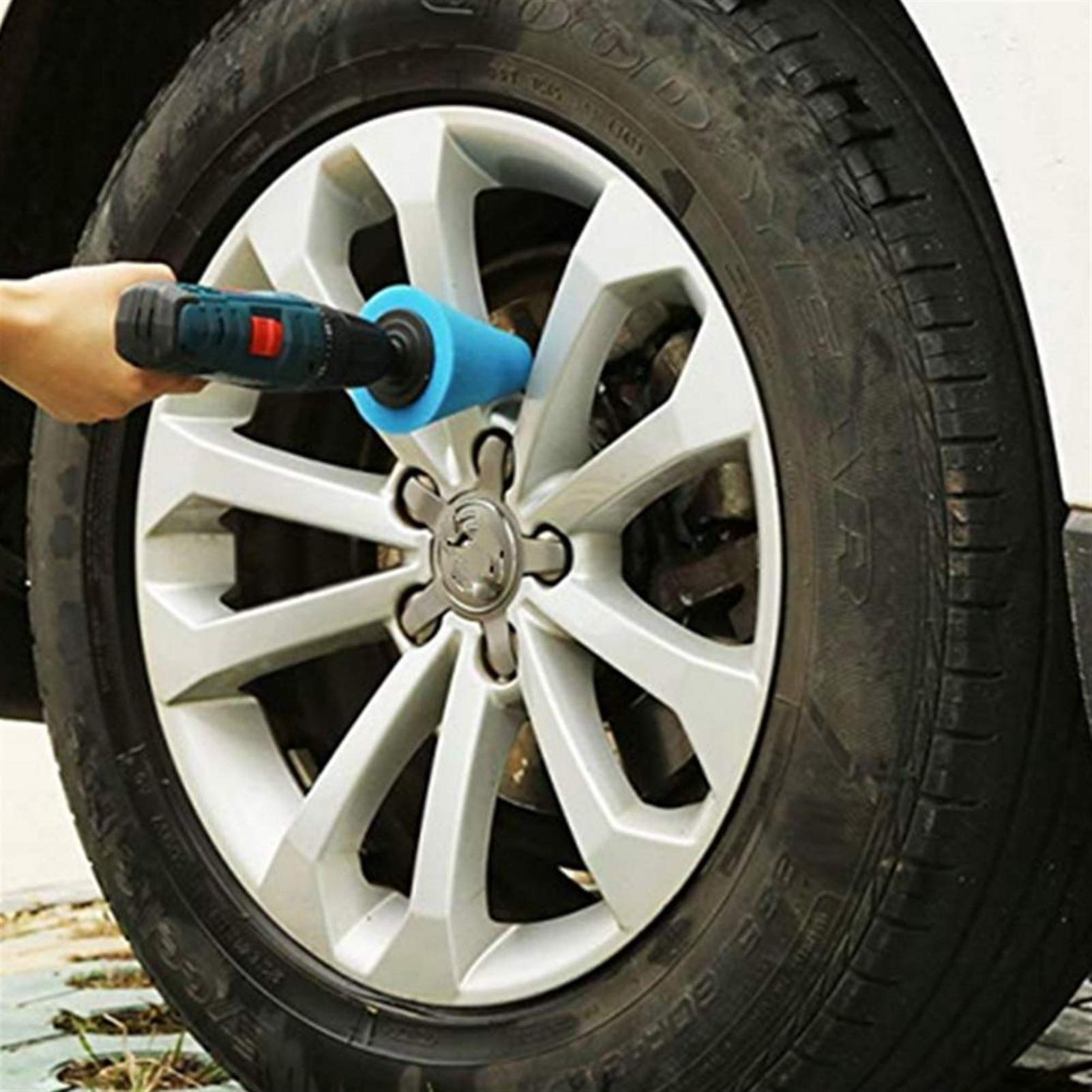 Catena da Neve per Auto, Lucidatrice per Auto Pneumatici Ruota Strumento per mozzo Ruota Schiuma per lucidatura Spugna Lucidatrice Lucidatrice a Forma di Cono Mozzi Ruota Disco (No
