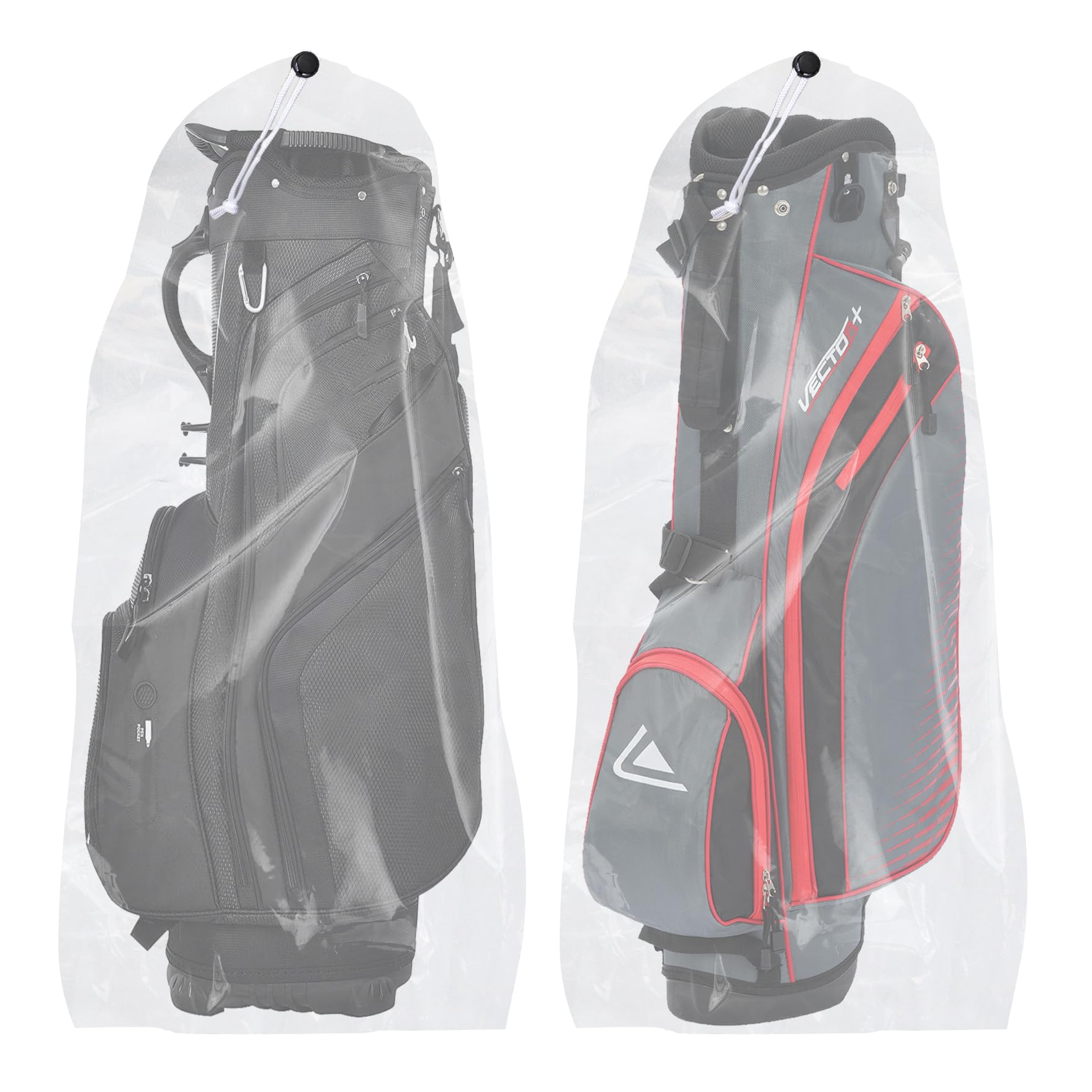 Klmnop 2 Pack Golf Bag Cover, 31" x 62" Large Dust Covers with Drawstring, Clear Plastic Golf Bag Cover for Home Storage(Clear)