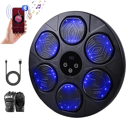 renZEC 2025 Music Boxing Machine for Adults and Kids, Smart Bluetooth Punching Bag with Boxing Gloves, Boxing Wall Mount Machine, Target Training Equipment for Home, Office, Gym(Upgrade)