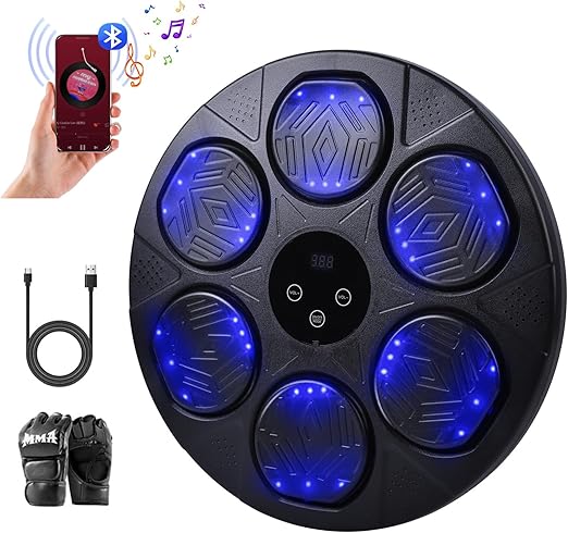 renZEC 2025 Music Boxing Machine for Adults and Kids, Smart Bluetooth Punching Bag with Boxing Gloves, Boxing Wall Mount Machine, Target Training Equipment for Home, Office, Gym(Upgrade)