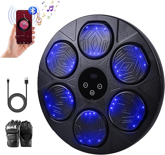 renZEC 2025 Music Boxing Machine for Adults and Kids, Smart Bluetooth Punching Bag with Boxing Gloves, Boxing Wall Mount Machine, Target Training Equipment for Home, Office, Gym(Upgrade)