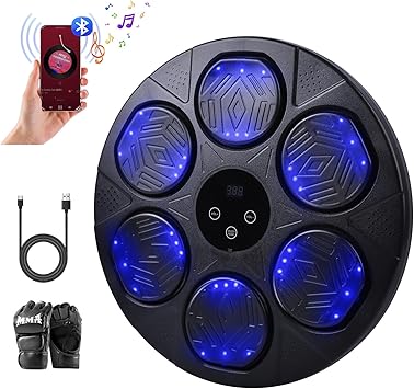 renZEC 2025 Music Boxing Machine for Adults and Kids, Smart Bluetooth Punching Bag with Boxing Gloves, Boxing Wall Mount Machine, Target Training Equipment for Home, Office, Gym(Upgrade)